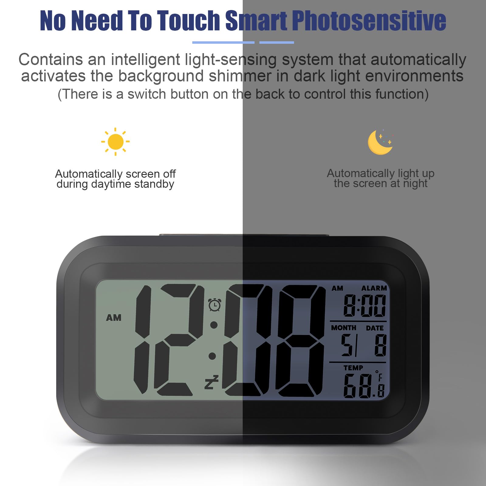 Alarm Clock��Alarm Clocks for Bedrooms��Small Wall Clock��Large Display Digital Calendar Alarm Clock Suitable for Elderly and Children, Bedroom, Office, Living Room, Desk