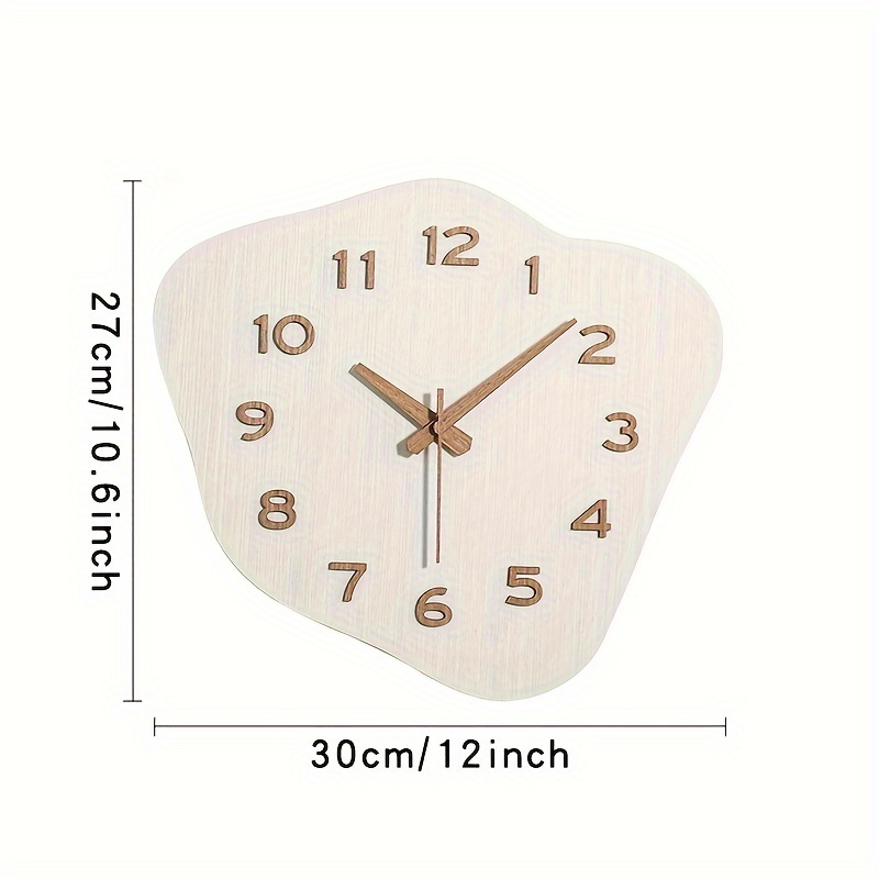1pc Cute Cream Style Irregular Shape Wooden Pentagram Clock, Wooden Wall Clock, Simple Household Ultra Quiet Wall Clock, Suitable For Living Room, Bedroom, Dining Room Decoration, Mother's Day Spring Easter Gift
