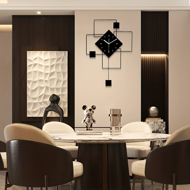 1pc Modern Black Iron Wall Clock - Silent, Battery Powered, Perfect for Office, Home, Dining Room, Bedroom, School, Living Room