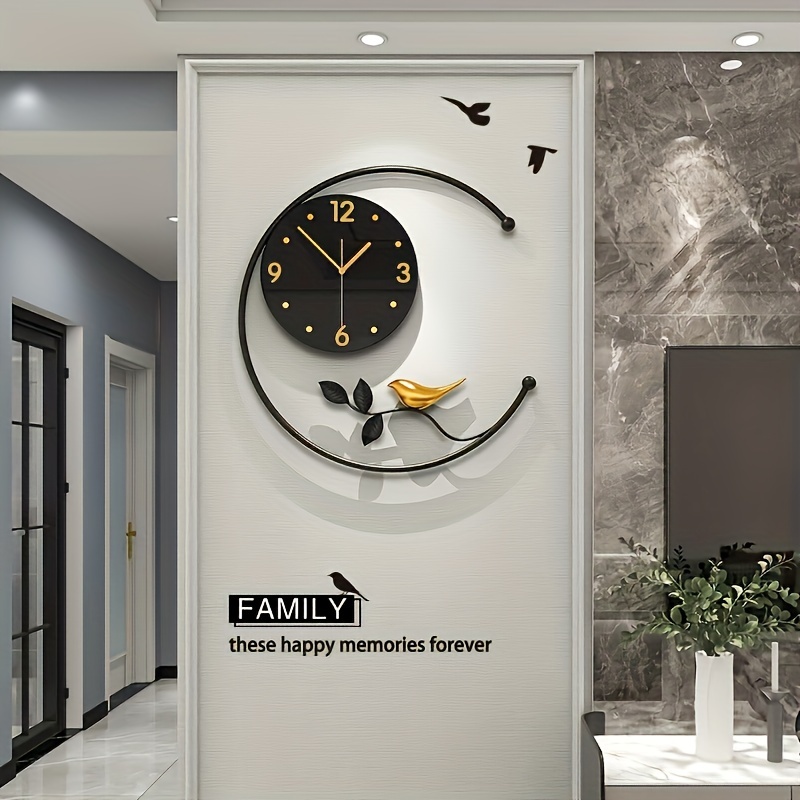 1pc Large Wall Clock, 45.72cm Modern Leaves Decor Big Wall Clock For Kitchen Bedroom Home Decoration Battery Operated Wall Clock Dining Room Bathroom Office Decor